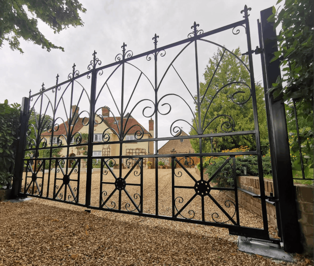 Bespoke electric Iron Driveway Gates installed near Bishop Stortford, Hertfordshire