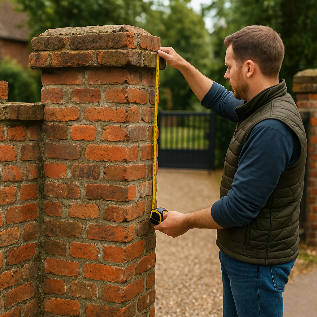 Measuring brick pillars for electric driveway gates