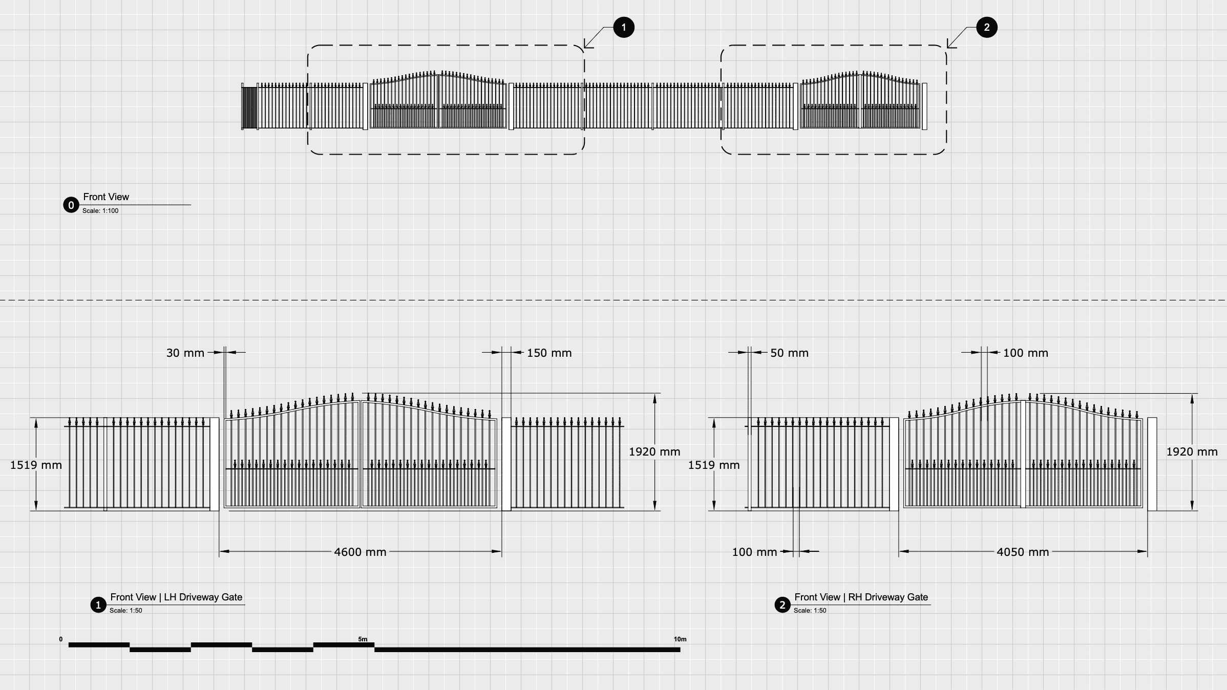 Electric gates and railings design drawings
