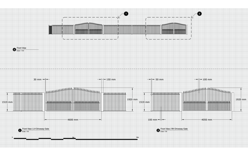Electric Driveway gate design drawings and dimensions